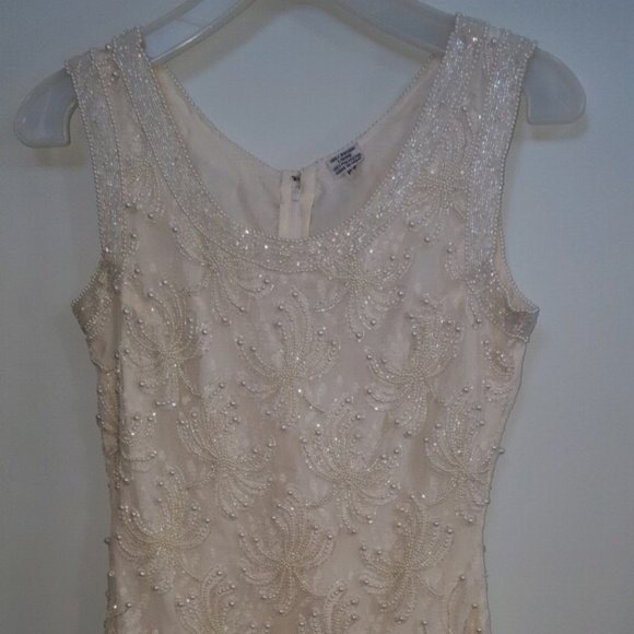 SCALA PEARL & BEADED EVENING DRESS w/CARDIGAN - Picture 3 of 7